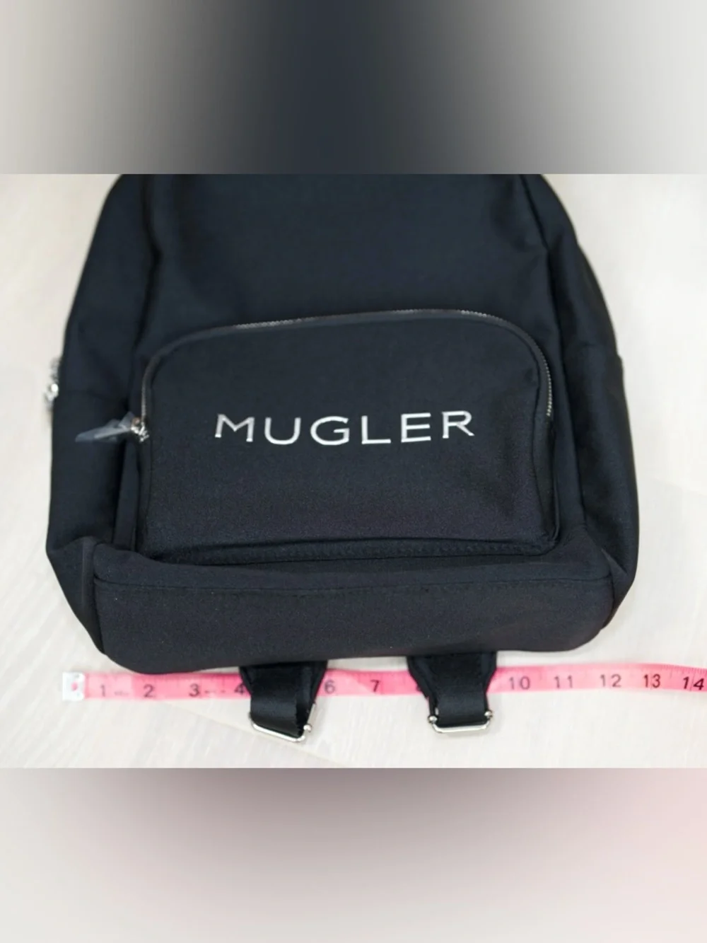 Mugler Black Neoprene Backpack with Silver Tone Accents + Logo NEW! VIP GIFT